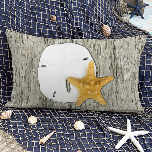 Rustige driftwood met zanddollar en zeeduivel accent kussen
