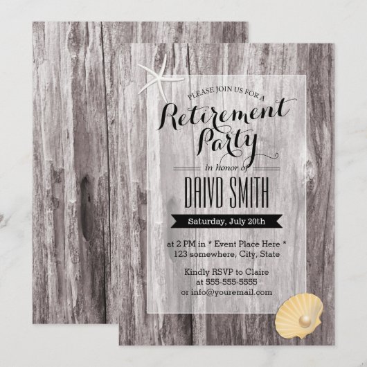 Rustige Driftwood Retirement Party Kaart (Voorkant / Achterkant)