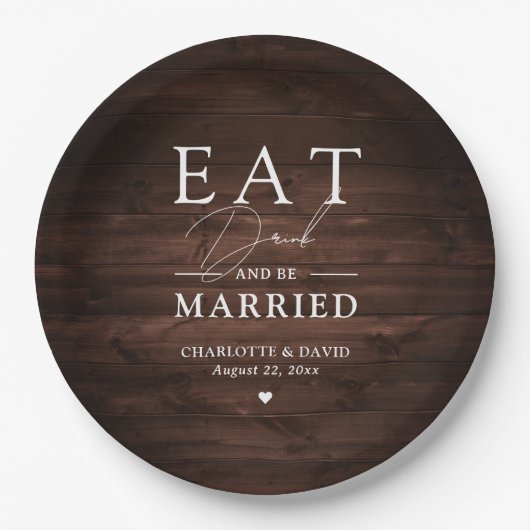 Rustige Drink van Barn Wood en gehuwd Papieren Bordje (Voorkant)