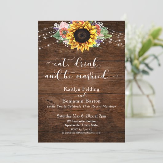 Rustige Drink zonnebloempitten en gehuwd zijn Kaart (Staand voorkant)