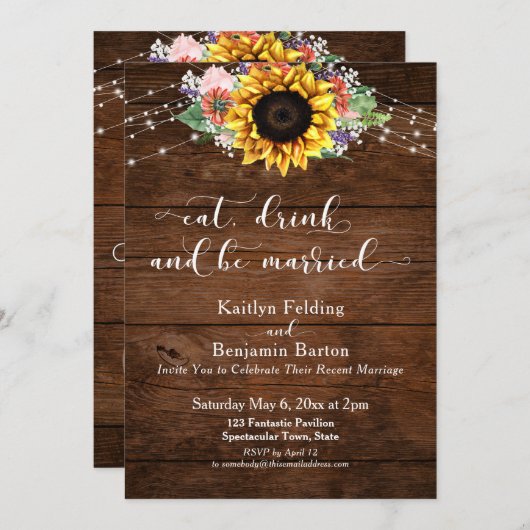 Rustige Drink zonnebloempitten en gehuwd zijn Kaart (Voorkant / Achterkant)