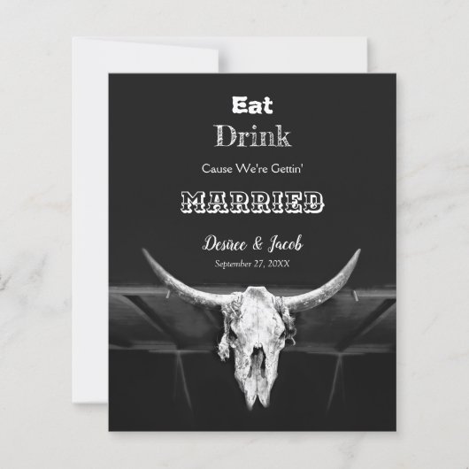 Rustige Drink Zwarte Begroting Gehuwde Bull Skull (Voorkant)