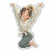 Rustige Droommeisje – Premium Kunststicker Sticker (Voorkant)