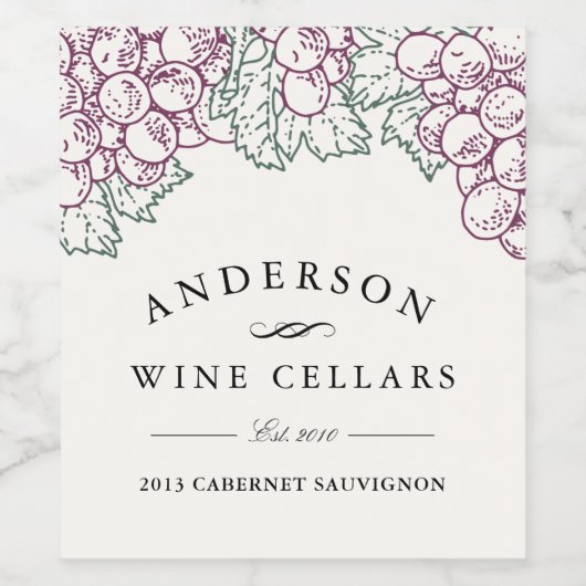 Rustige druiven | Thuiswinemaker Wijn Etiket (Enkel label)