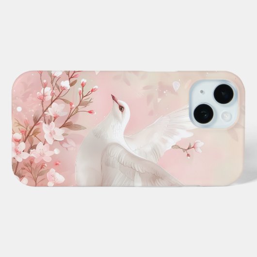 Rustige Duif met Bloesems Waterverf Telefoonhoes Case-Mate iPhone Case (Achterkant (horizontaal))