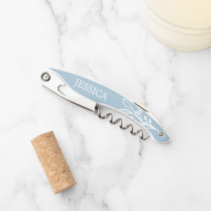 Rustige Dusty Blue Cork Screw Wine Bottle Opener
