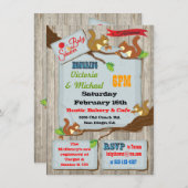 Rustige eekhoorns tweeling babydouches kaart (Voorkant / Achterkant)