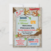 Rustige eekhoorns tweeling babydouches kaart (Voorkant)