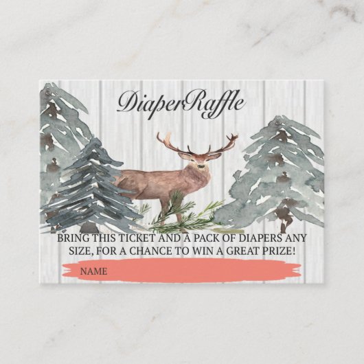 Rustige Een Deer is bijna hier dikker Raffle Ticke Informatiekaartje (Voorkant)