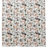 Rustige eenden, ganzen, konijnen en herfstbladeren douchegordijn (Voorkant)