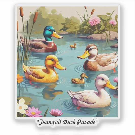 "Rustige eenden in vijver" Sticker (Voorkant)