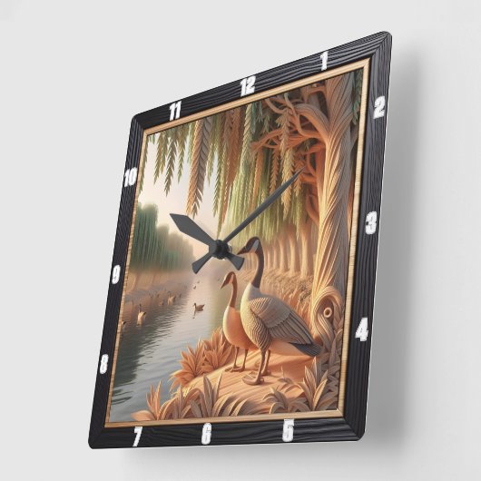 rustige eendenrivier vierkante klok (Hoek)