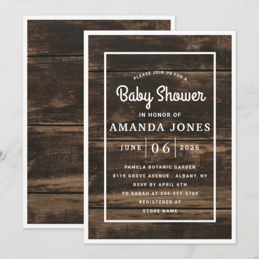 Rustige Eenvoudige elegante Baby shower van Barn W Kaart (Voorkant / Achterkant)