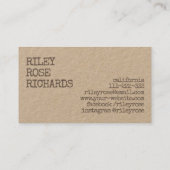 Rustige  Eenvoudige Homemade Handmade Kraft Visitekaartje (Achterkant)