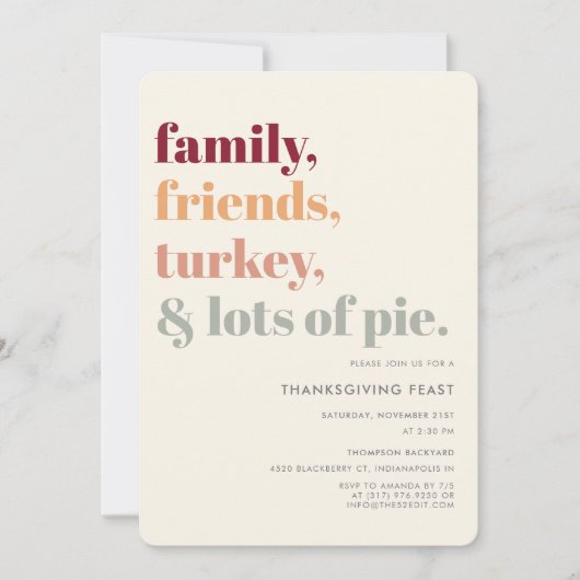 Rustige Eenvoudige Thanksgiving feestdag Kaart (Voorkant)