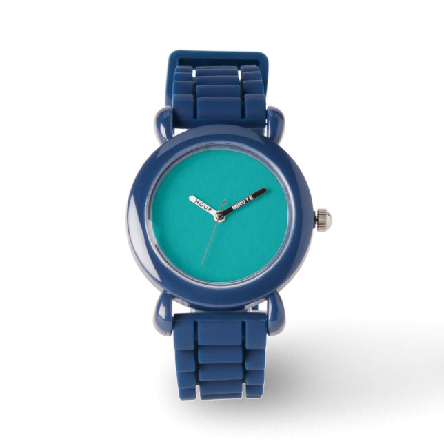 Rustige & eenvoudige visuele turquoise gestructure horloge (Voorkant)