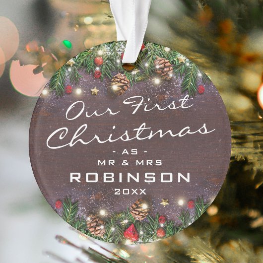Rustige Eerste Kerst Mis & Mevrouw Nieuwgetrouwden Ornament