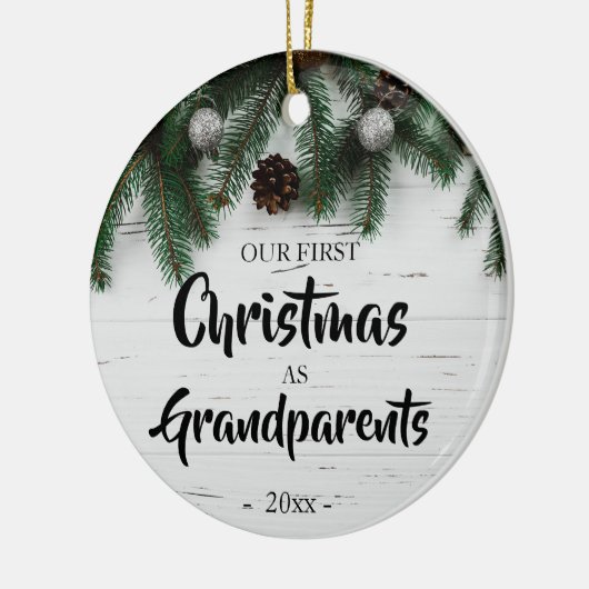 Rustige Eerste Kerstmis als grootouders Keramisch Ornament (Links)