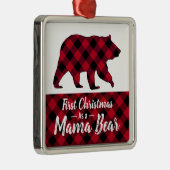 Rustige Eerste Kerstmis Beer Red Buffalo Pset Metalen Ornament (Rechts)