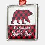 Rustige Eerste Kerstmis Beer Red Buffalo Pset Metalen Ornament (Links)