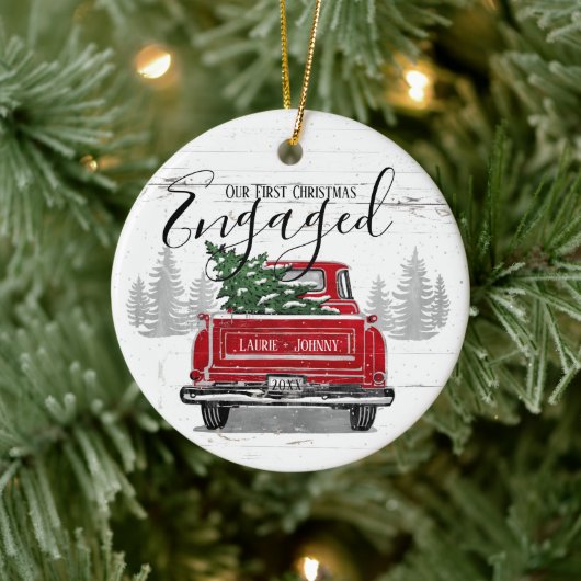 Rustige Eerste Kerstmis met  Red Truck Keramisch Ornament (Boom)