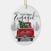 Rustige Eerste Kerstmis met  Red Truck Keramisch Ornament (Rechts)