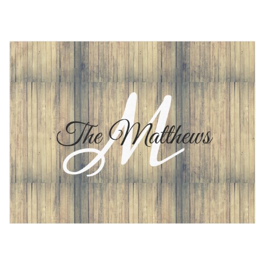 Rustige eik Creëer Uw eigen monogram Familienaam Tafelkleed (Voorkant (Horizontaal))