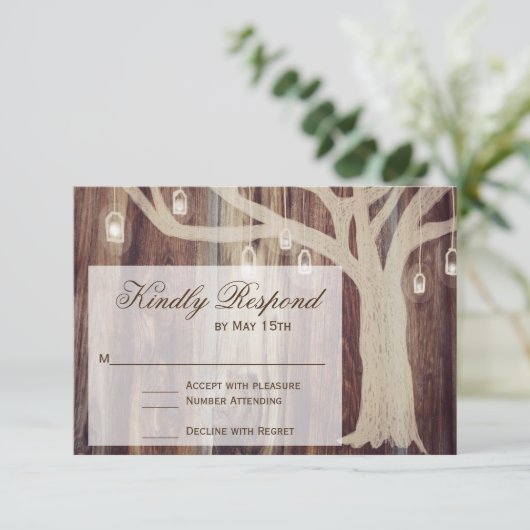 Rustige eikenbomen RSVP-kaarten RSVP Kaartje (Staand voorkant)