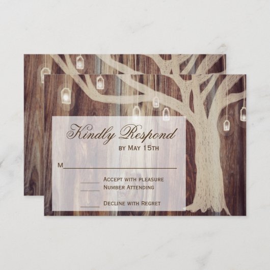 Rustige eikenbomen RSVP-kaarten RSVP Kaartje (Voorkant / Achterkant)