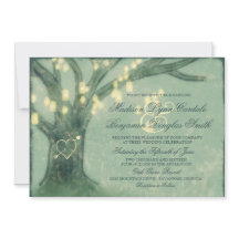 Rustige eikenboom Mason Jar Lights Wedding Invites