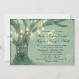 Rustige eikenboom Mason Jar Lights Wedding Invites Kaart