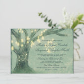 Rustige eikenboom Mason Jar Lights Wedding Invites Kaart (Staand voorkant)