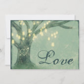 Rustige eikenboom Mason Jar Lights Wedding Invites Kaart (Achterkant)
