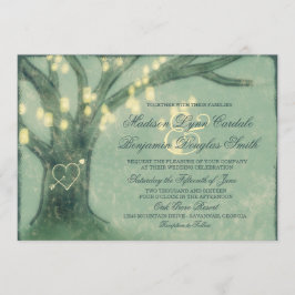 Rustige eikenboom Mason Jar Lights Wedding Invites Kaart