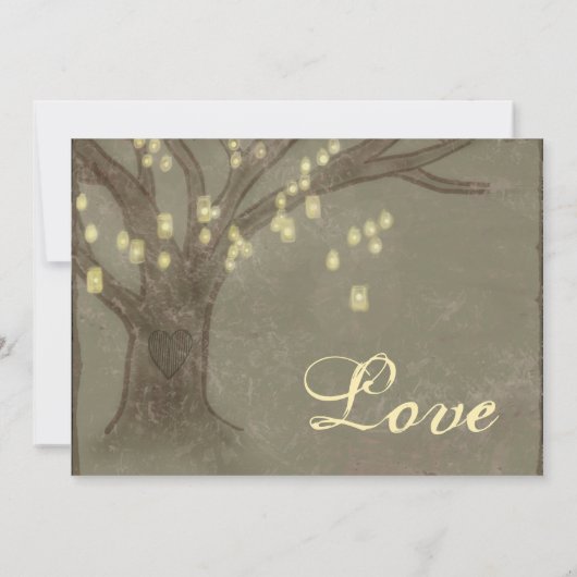 Rustige eikenboom Mason Jar Lights Wedding Invites Kaart (Achterkant)