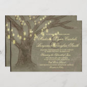 Rustige eikenboom Mason Jar Lights Wedding Invites Kaart (Voorkant / Achterkant)