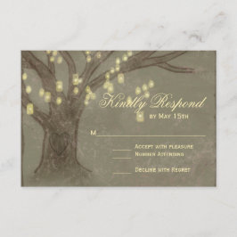 Rustige eikenboom Mason Jar Wedding RSVP-kaart RSVP Kaartje