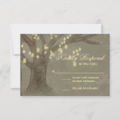 Rustige eikenboom Mason Jar Wedding RSVP-kaart RSVP Kaartje (Voorkant)