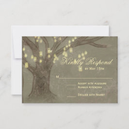 Rustige eikenboom Mason Jar Wedding RSVP-kaart RSVP Kaartje
