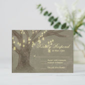 Rustige eikenboom Mason Jar Wedding RSVP-kaart RSVP Kaartje (Staand voorkant)