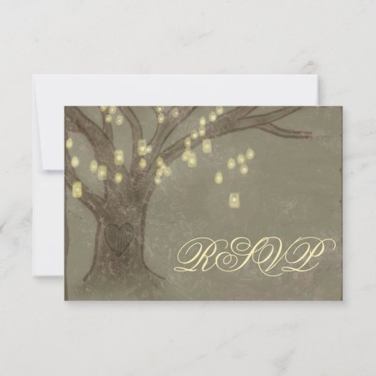 Rustige eikenboom Mason Jar Wedding RSVP-kaart RSVP Kaartje (Achterkant)