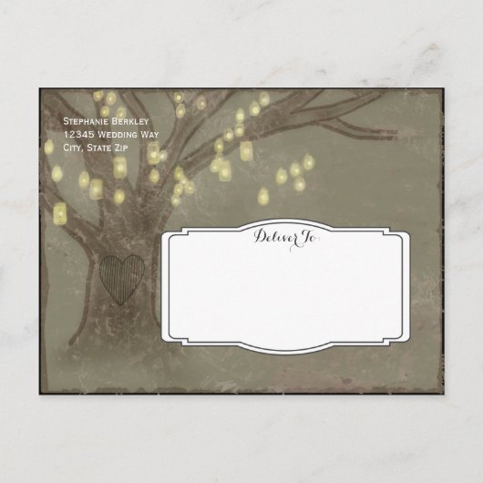 Rustige eikenboom Mason Jars Save the Date Briefka Aankondigingskaart (Achterkant)