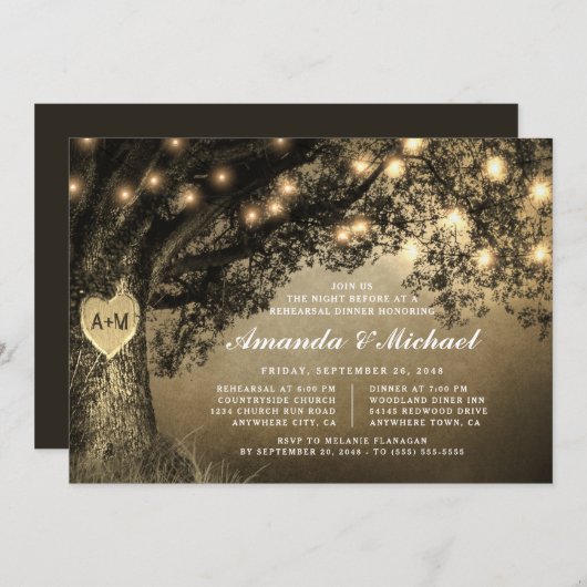  Rustige eikenboom repetitief diner Kaart (Voorkant / Achterkant)