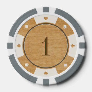 Rustige eikenhout Casino Style Poker Chips