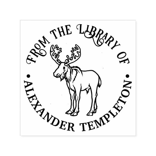 Rustige Eland Met Gewei #2 Bibliotheek Boeknaam Zelfinktende Stempel (Design)