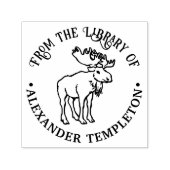 Rustige Eland Met Gewei Bibliotheek Boeknaam Zelfinktende Stempel (Design)