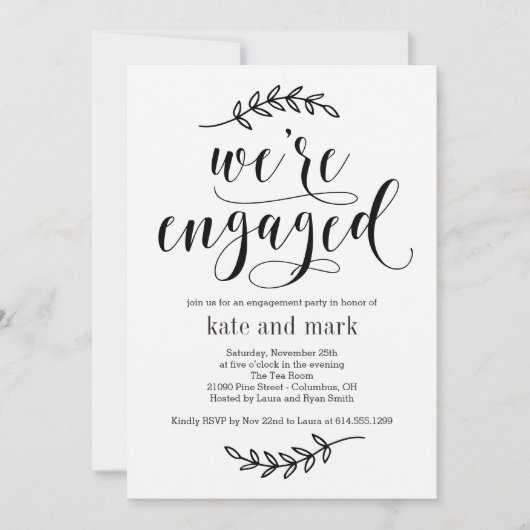 Rustige Elegance EDITABLE COLOR Engagement Party Kaart (Voorkant)