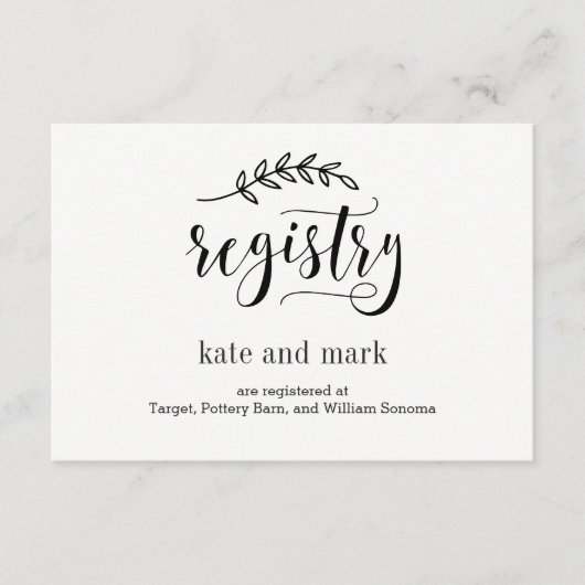 Rustige Elegance EDITABLE COLOR Registry Kaart (Voorkant)