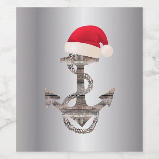 Rustige elegant ANCHOR + zilvergradiënt | Wijn Etiket (Enkel label)