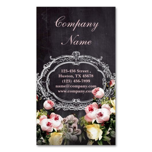 rustige elegant  botanisch karton floraal magnetisch visitekaartje (Voorkant Verticaal)